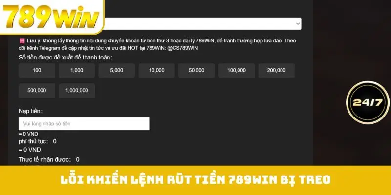 Những lỗi nạp tiền 789WIN thường gặp khi nhập nội dung chuyển khoản