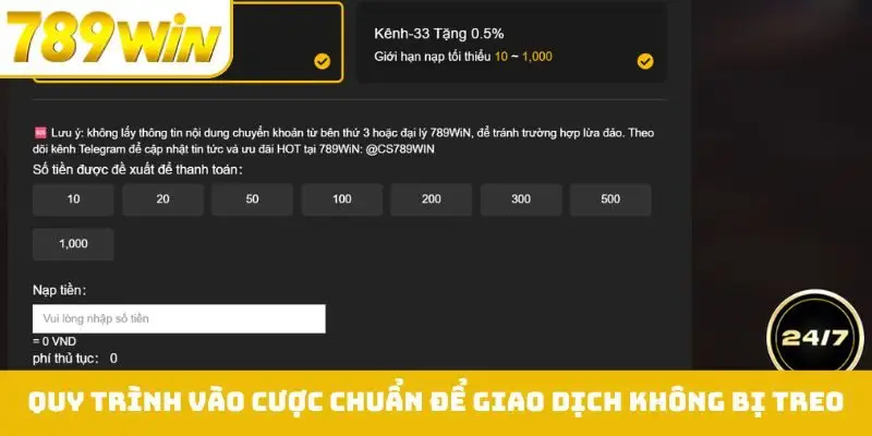 Quy trình vào cược chuẩn để giao dịch không bị treo